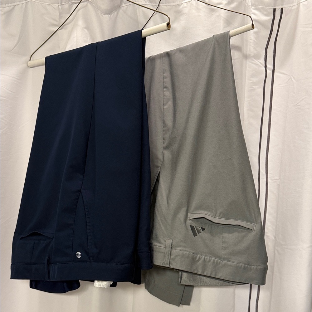 Adidas Men's Dark Blue and Light Gray Dress Pants